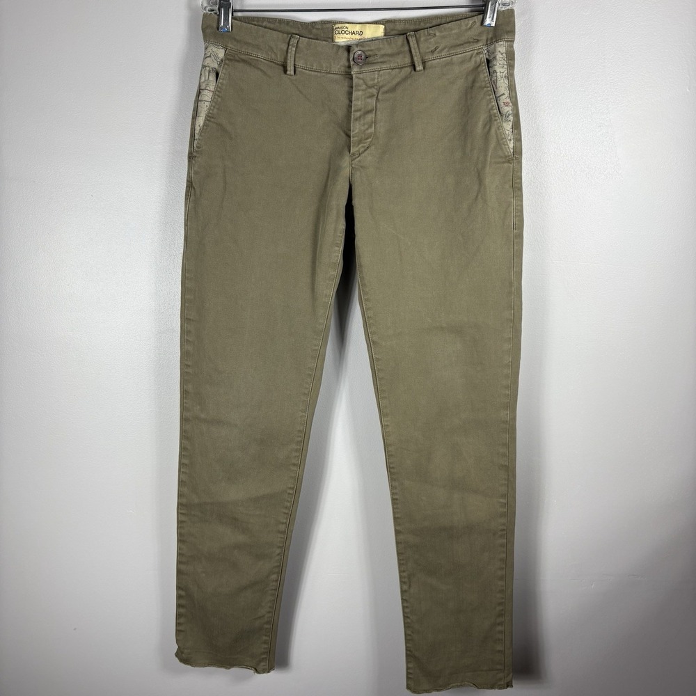Maison Clochard Men's 32 Brown Slim Fit Chino Bird Mallard Cigarette‎ Trousers